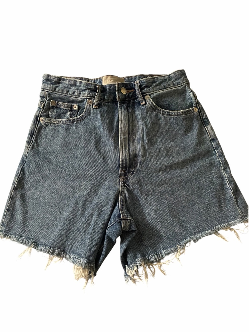 EVERLANE  Organic Cotton  A-Line Denim Shorts - Blue